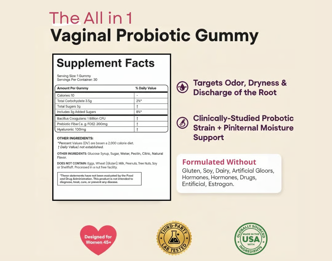 Flora Plus Vaginal Probiotic Gummies | Restore pH Balance & Healthy Feminine Flora, Hormone-Free